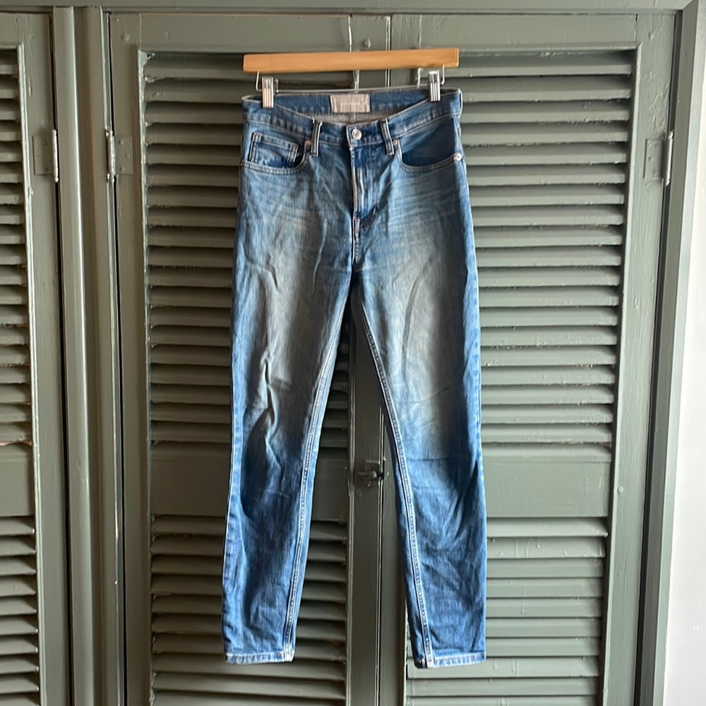 Everlane Hi-rise Medium Blue Skinny Jeans, Size 27 - Picture 4 of 6